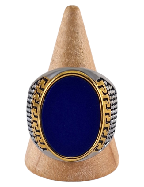 Anillo de sello de acero Lapis Lazuli 3