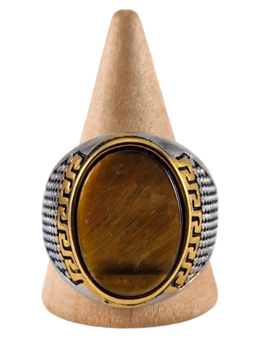 Steel signet ring with Tiger's Eye 4