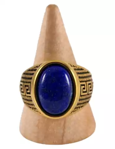 Bague chevalière acier Lapis Lazuli 7