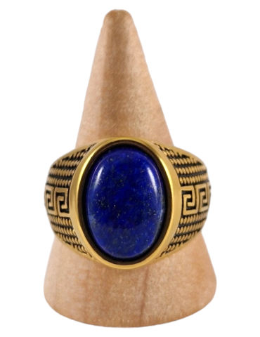 Siegelring aus Stahl mit Lapislazuli 7