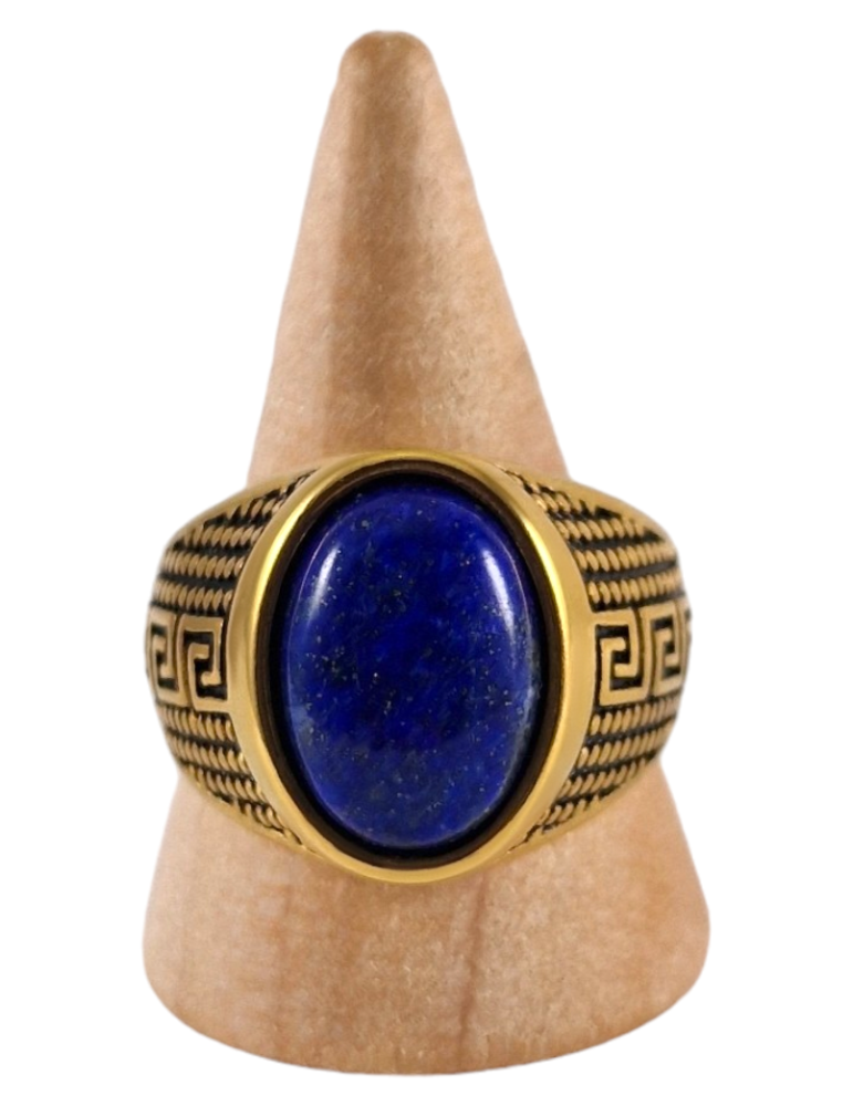 Anello sigillo in acciaio Lapis Lazuli 7