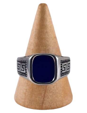 Steel signet ring with Lapis Lazuli size 9