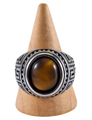 Tiger Eye Steel Signet Ring 14