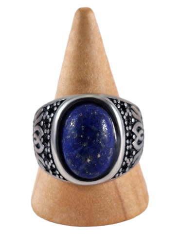 Lapis Lazuli steel signet ring 15