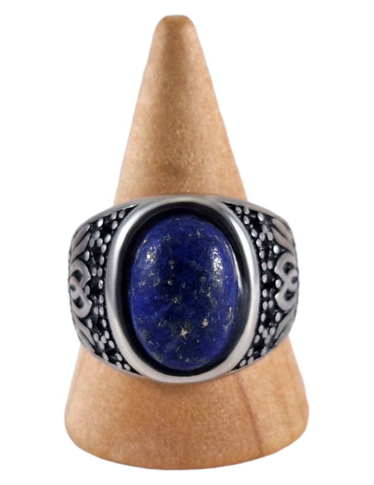 Anello sigillo in acciaio Lapis Lazuli 15