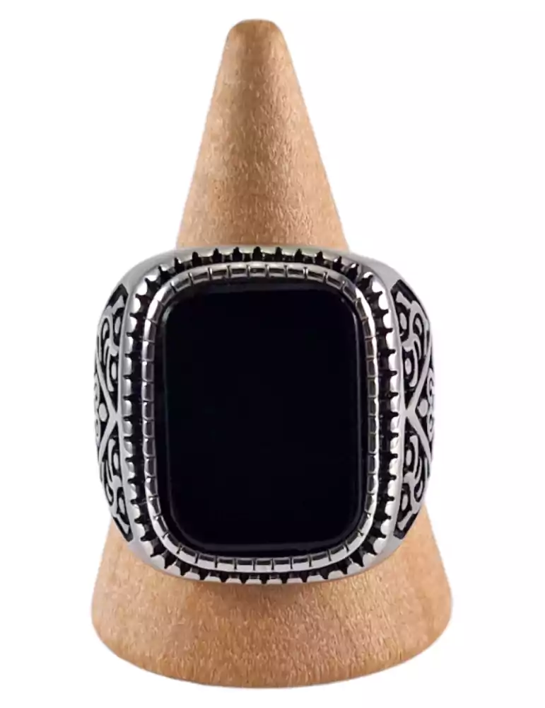 Obsidian signet ring steel 17