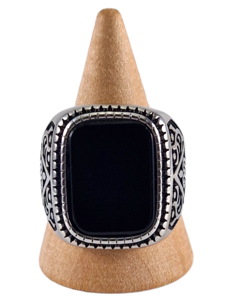 Obsidian signet ring steel 17