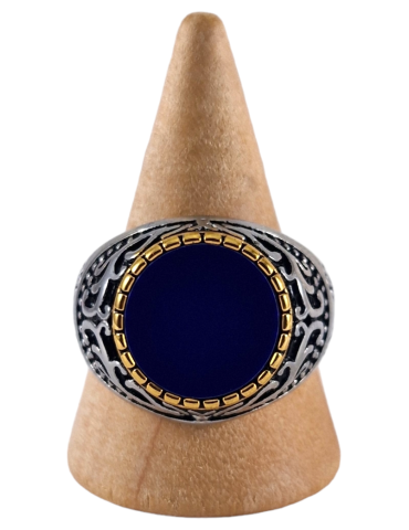 Anello sigillo in acciaio Lapis Lazuli 21