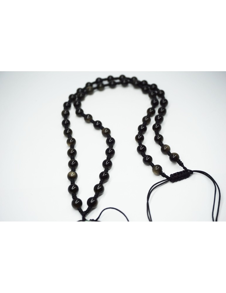 Verstelbare gouden obsidiaan ketting met een sluiting voor hangers