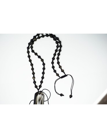 Verstelbare gouden obsidiaan ketting met een sluiting voor hangers