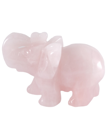 Elephant scolpito in quarzo rosa
