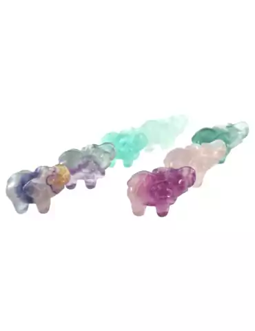 Elefante scolpito in Fluorite mix colori