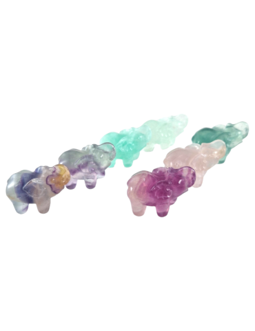 Eléphant sculpté Fluorite mix couleurs B
