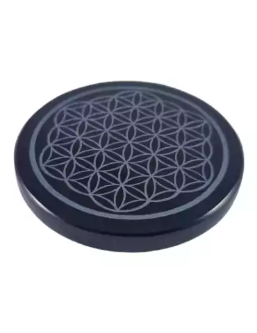 Disque Fleur de vie obsidienne noire