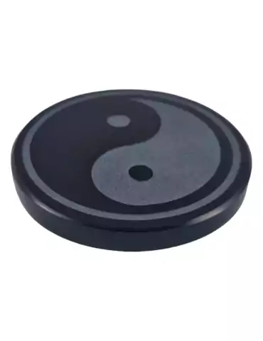 Schwarze Obsidian Yin Yang Scheibe 7 cm