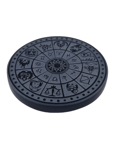 Black Obsidian Zodiac Disk 7 cm