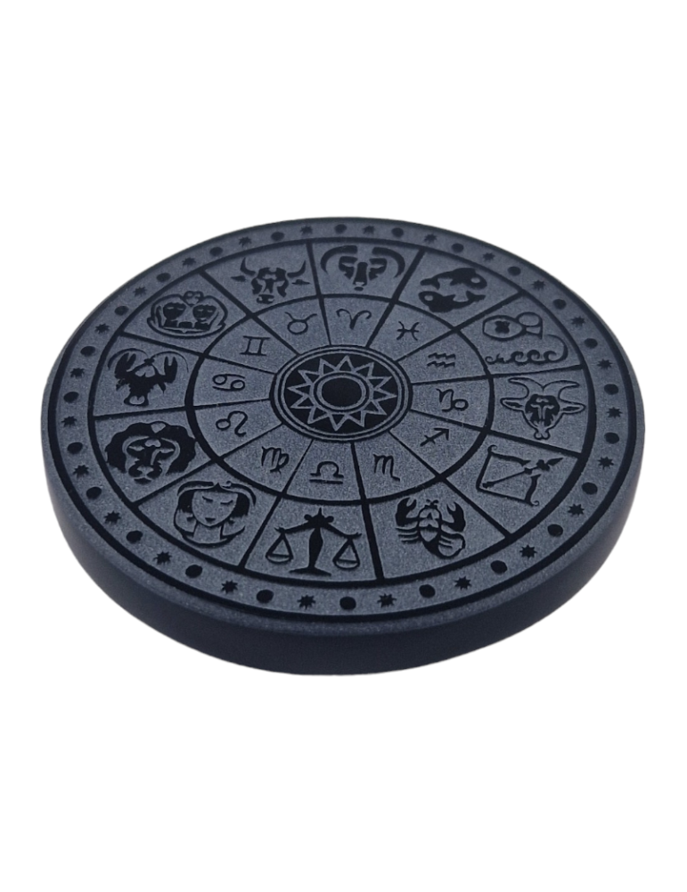 Black Obsidian Zodiac Disk 7 cm