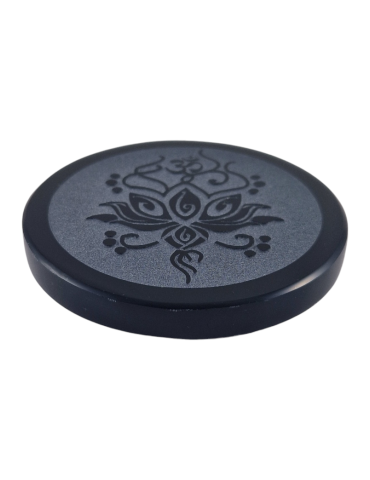 Black Obsidian Lotus Flower Disc 7 cm