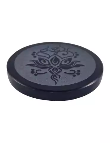 Disque Fleur de lotus obsidienne noire 7 cm