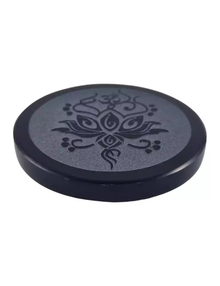 Black Obsidian Lotus Flower Disc 7 cm