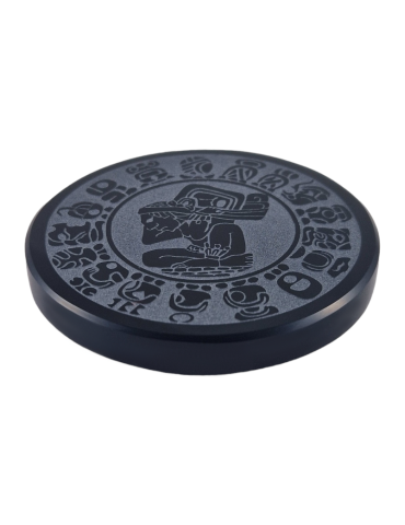 Disque calendrier maya obsidienne noire 7 cm