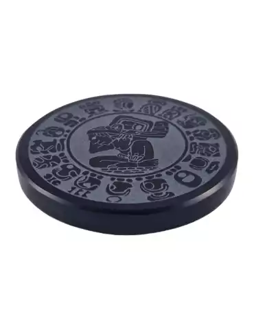 Black obsidian Maya calendar disc 7 cm