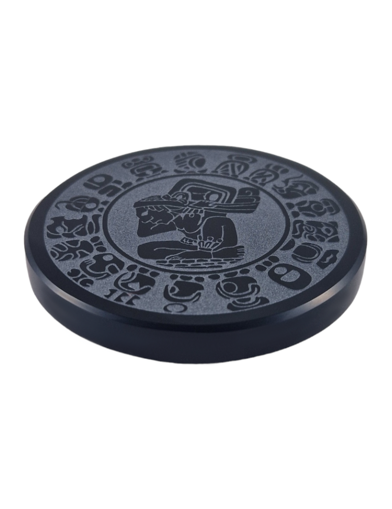 Black obsidian Maya calendar disc 7 cm