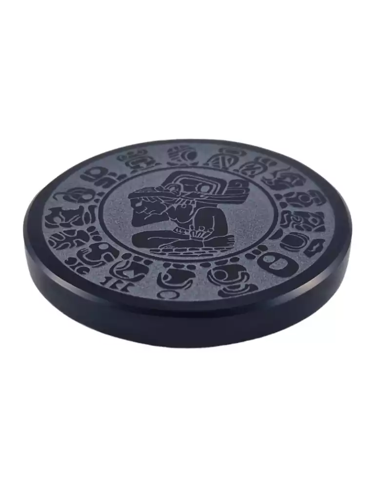 Black obsidian Maya calendar disc 7 cm