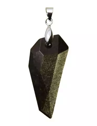 Pendentif facetté obsidienne dorée  A