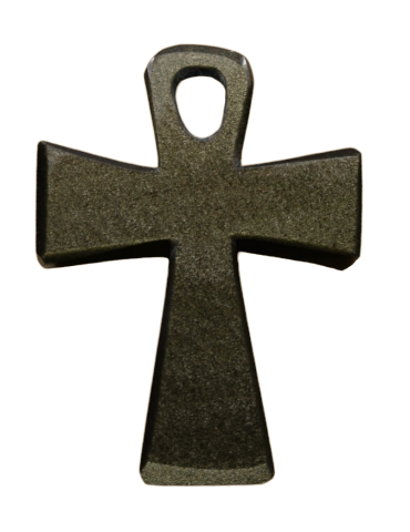 Pendentif croix Ankh obsidienne dorée A