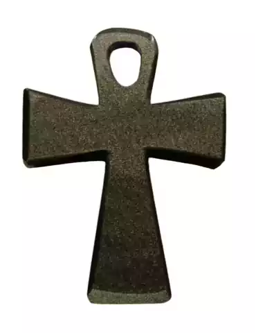 Pendentif croix Ankh obsidienne dorée AA