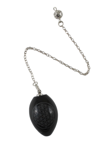 Flower of Life Pendulum Obsidian Celestial Eye Egg