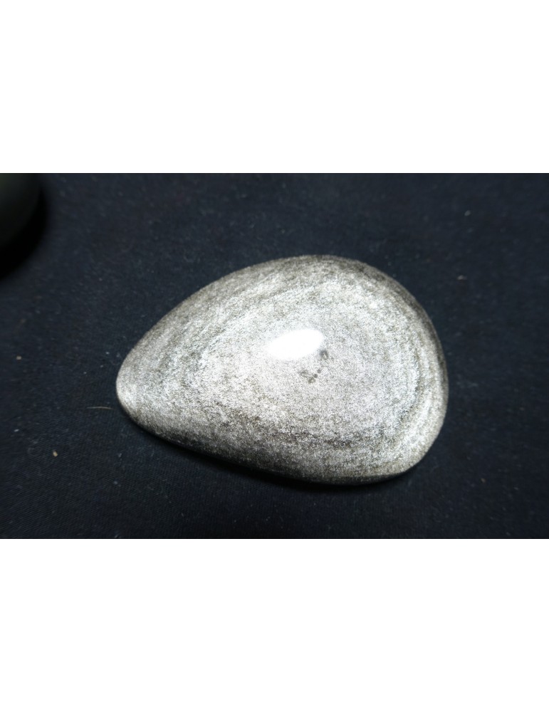 Galet en obsidienne Argenté