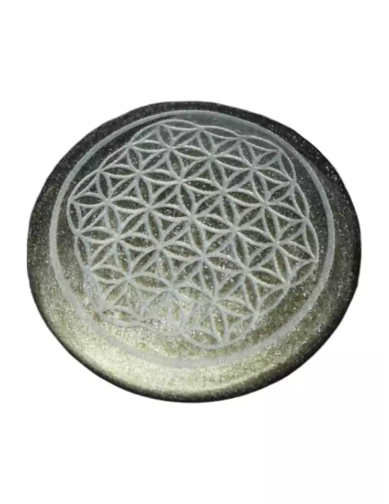 Flower of life obsidian pebbles 5 cm