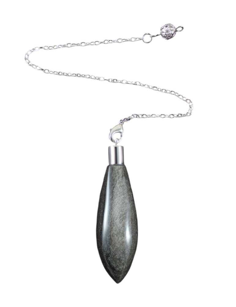 Long silver obsidian pendulum