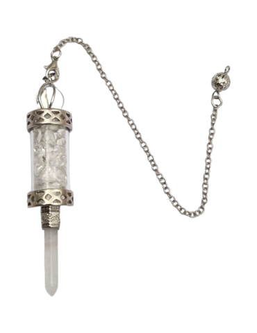 Rock crystal wand pendulum