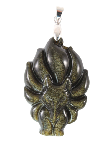 Colgante de obsidiana dorada en forma de zorro A