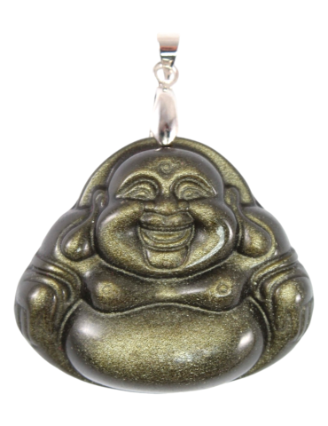 Golden Obsidian Buddha Pendant A