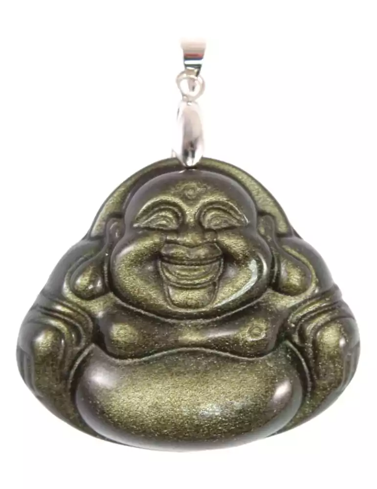 Golden Obsidian Buddha Pendant A