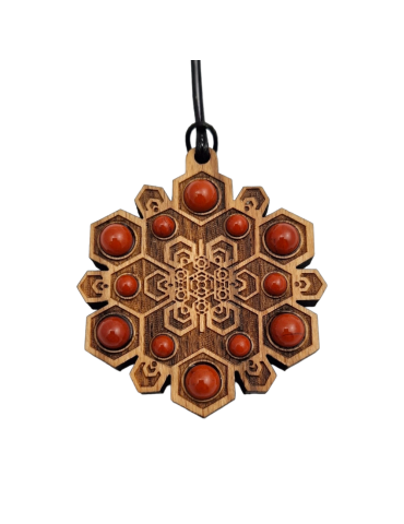 Pendentif bois style Namkha tibétain