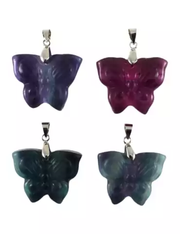 Mixed Fluorite Butterfly Pendant