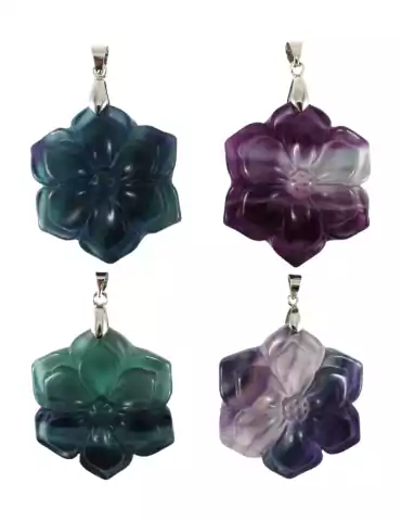 Pendentif fleur fluorite mix