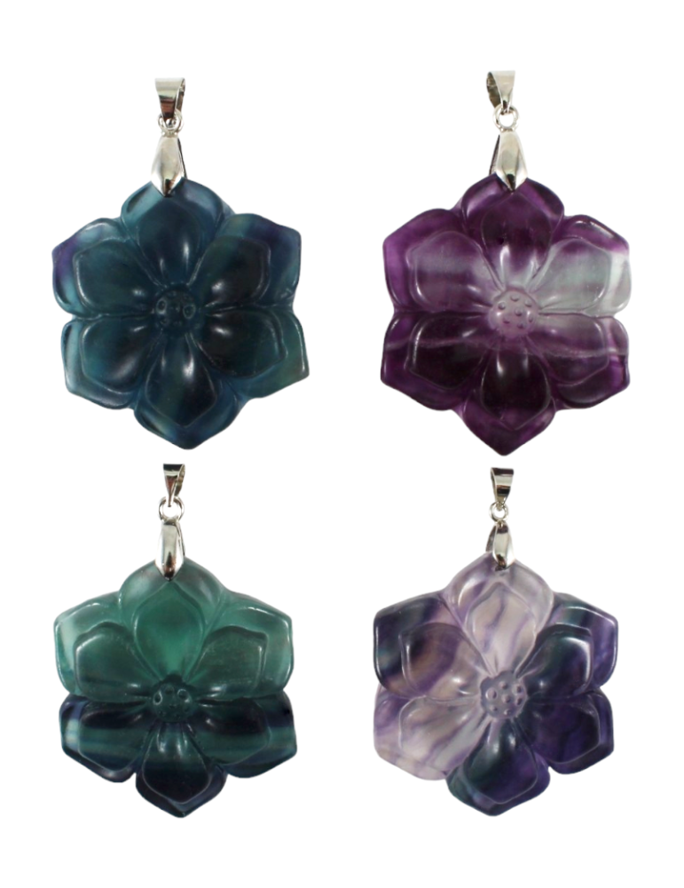 Mixed Fluorite Flower Pendant