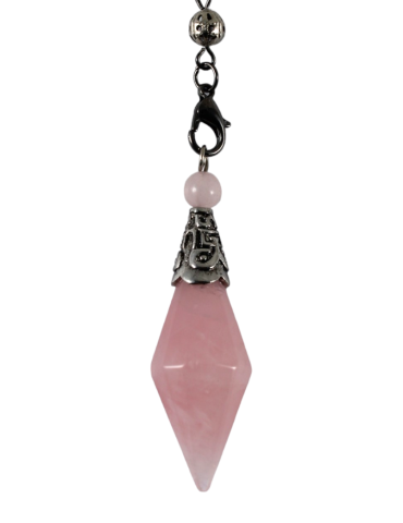 Rose quartz diamond pendulum