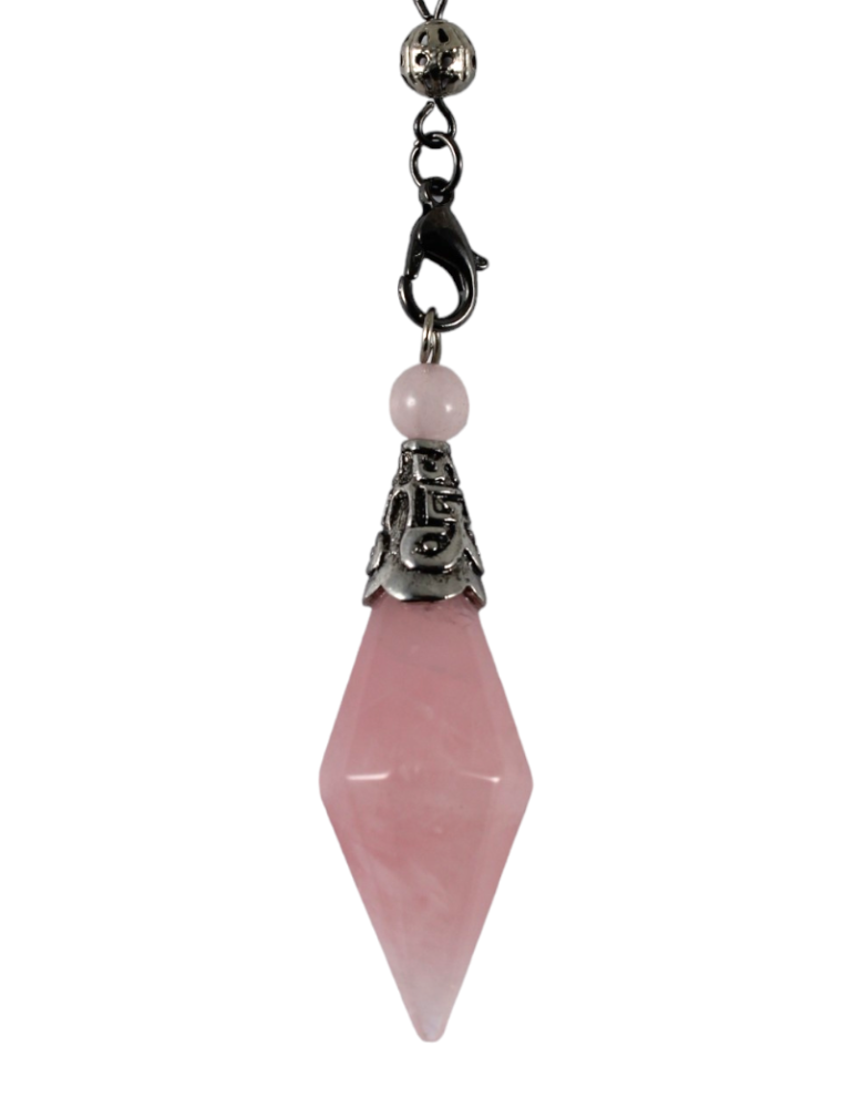 Rose quartz diamond pendulum