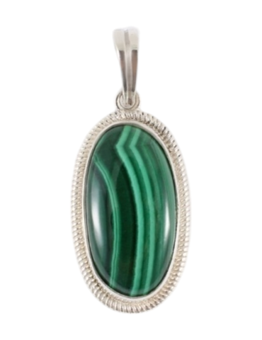 925 Silver Pendant 1 Malachite