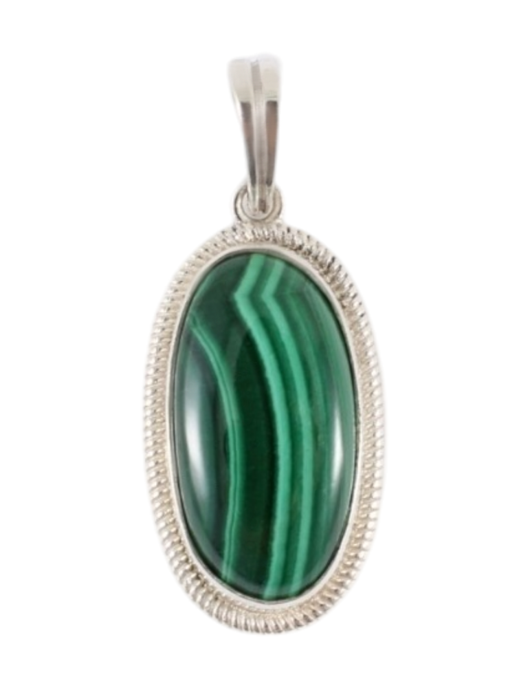 925 Silver Pendant 1 Malachite