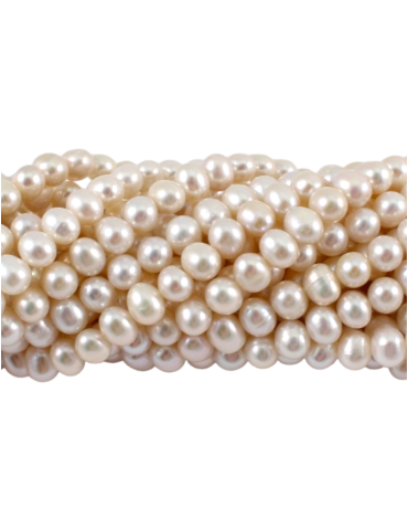 Hilo de perlas cultivadas blancas naturales AA