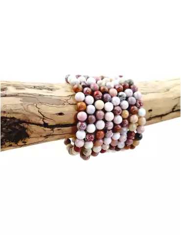 Bracelet jaspe océan rose perles AA