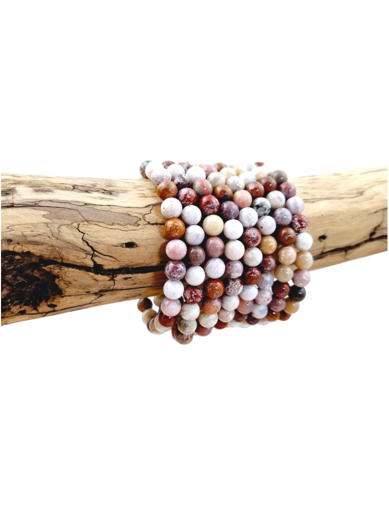 Pink ocean jasper AA bead bracelet